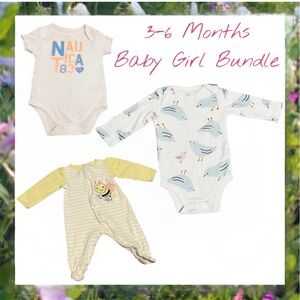 3-6 Months Baby Girl Bundle of 3 - Birds, Bee & Nautica